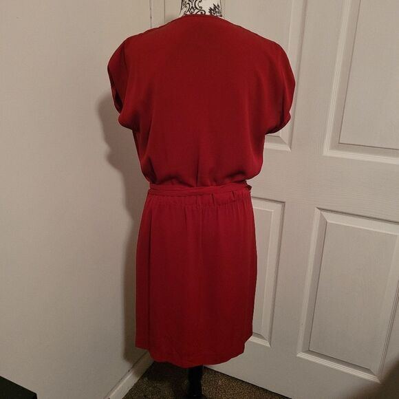 DVF Red silk chiffon draped crowl Reara Dress - Picture 4 of 9